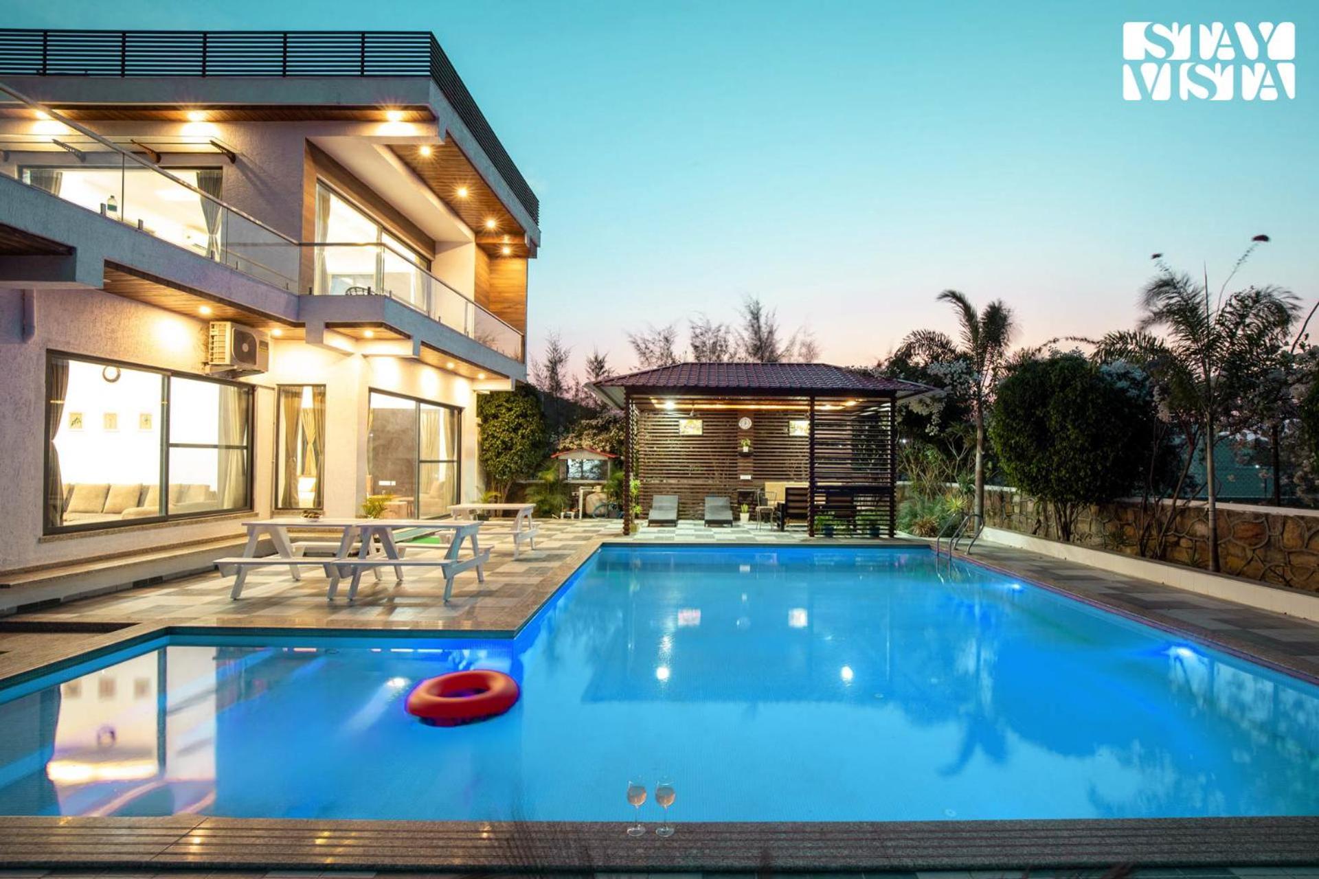 Stayvista'S Bella Dream - Mountain-View With Outdoor Pool, Lawn Featuring A Gazebo & Indoor Games Udaipur Exterior photo